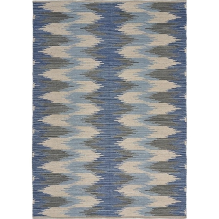 Palacedesigns 5 x 7 ft. Blue & Cream Ikat Pattern Area Rug PA3099822